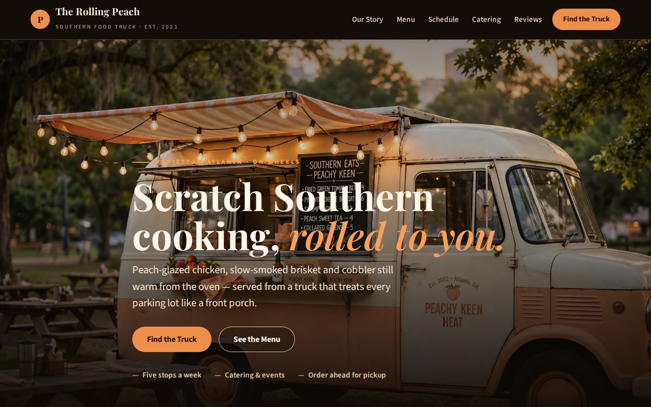 Preview of The Rolling Peach sample website