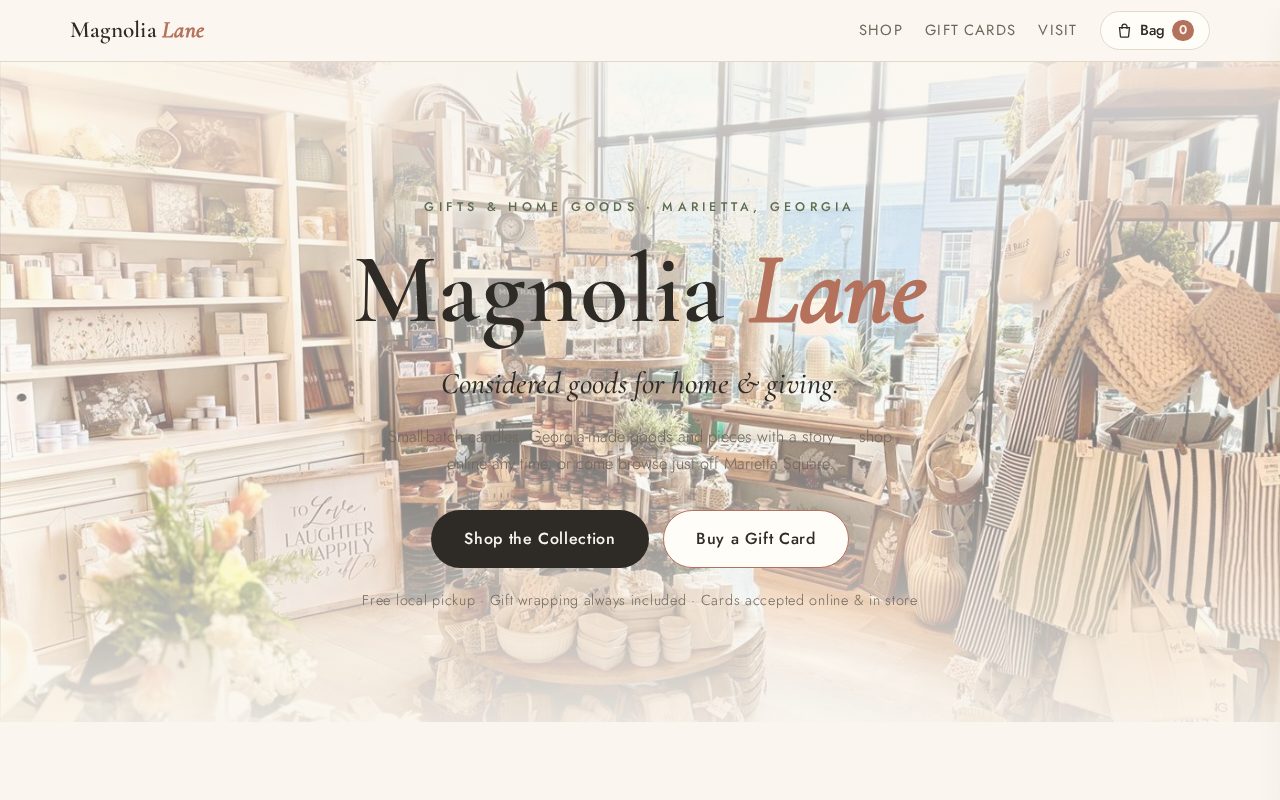 Preview of the Magnolia Lane sample website